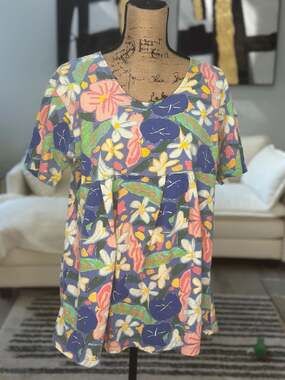 Vintage Prego Maternity Floral Print Peplum Top Size Large